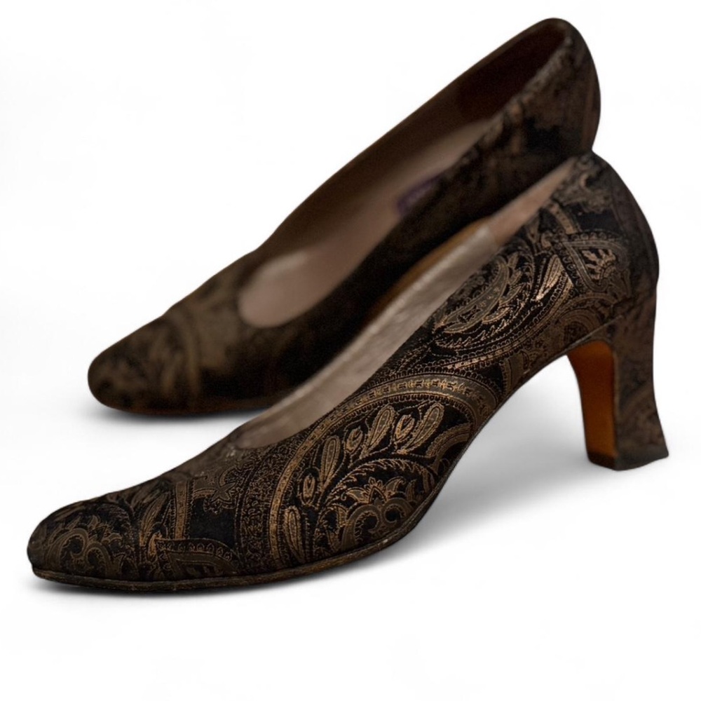 Vintage Phyllis Poland Paisley Kitten Heels